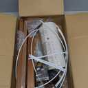 LEPOWER Wood Tripod Floor Lamp, Mid Century Standing Lamp, Modern Design Studying Light for Living Room, Bedroom, Study Room and Office, Flaxen Linen Shade with E26 Base Brown