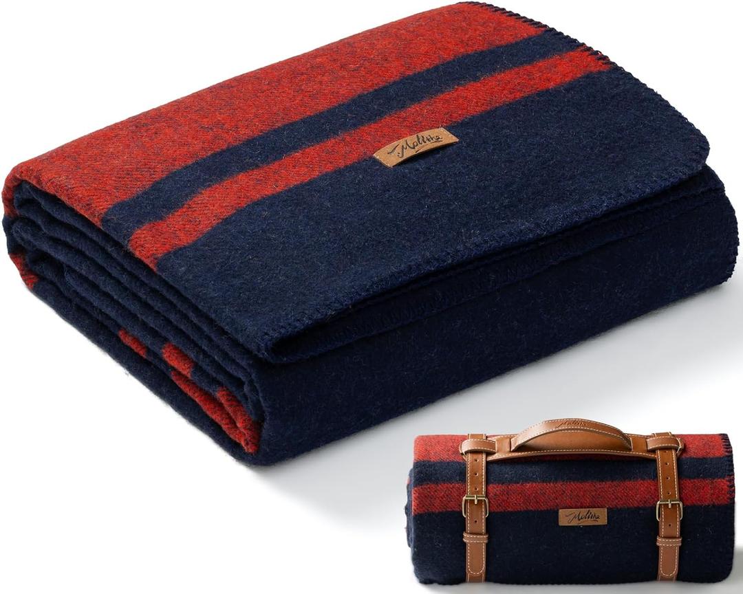 100% Wool Blanket, 62" x 86", Warm, Thick, Washable, Military Wool Blanket, Great for Camping, Outdoors, Sporting Events, Survival Kits (Large, Sun)