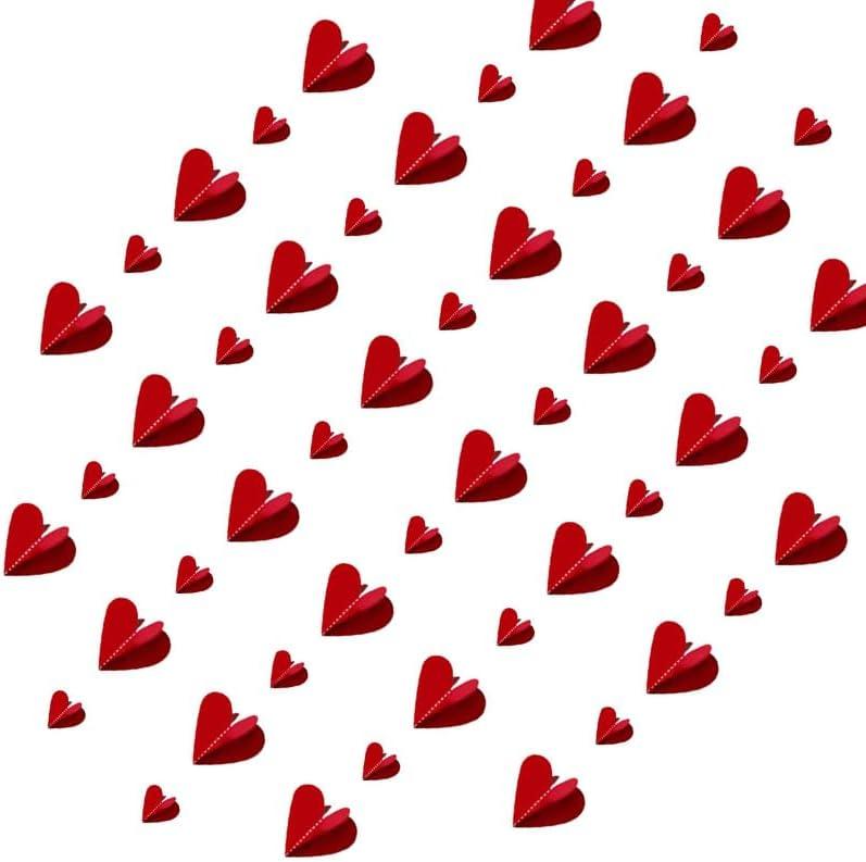 Valentines Garland Hanging String Hearts NO DIY - 6 PCS 3D Red Heart Paper Garland Hearts, Valentines Garland Party Decor, Valentines Garland Decorations (red)