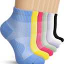 DHSO 7 Pairs Cushioned Ankle Compression Socks for Women Running Wicking Socks with Arch Support, L/XL