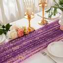 Horbaunal 4 Pack Purple Gold Gauze Table Runners 10 FT, Sheer Chiffon Tulle Cheesecloth Runner with Golden Glitter Metallic Foil, Purple Table Runner for Wedding Birthday Baby Shower Party Decorations, 28" W x 120" L