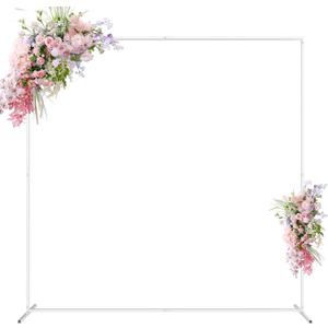 Wedding Arch Backdrop Stand 6.6x6.6 FT Square Wedding Arches for Ceremony White Metal Arch Stand for Wedding Bridal Shower Birthday Party Garden Floral Wedding Arbor Anniversary Event Decor
