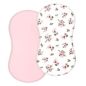 TILLYOU Cotton Fitted Bassinet Sheets for Baby Boy Girl, Fit for Halo Bassinet Swivel Sleeper, Adapt to Hourglass Bassinet Mattress Sheet, 31.5'' x 18'', 2 Pack Floral & Pink (Bassinet Bedding, 2 Pack Pink & Floral)