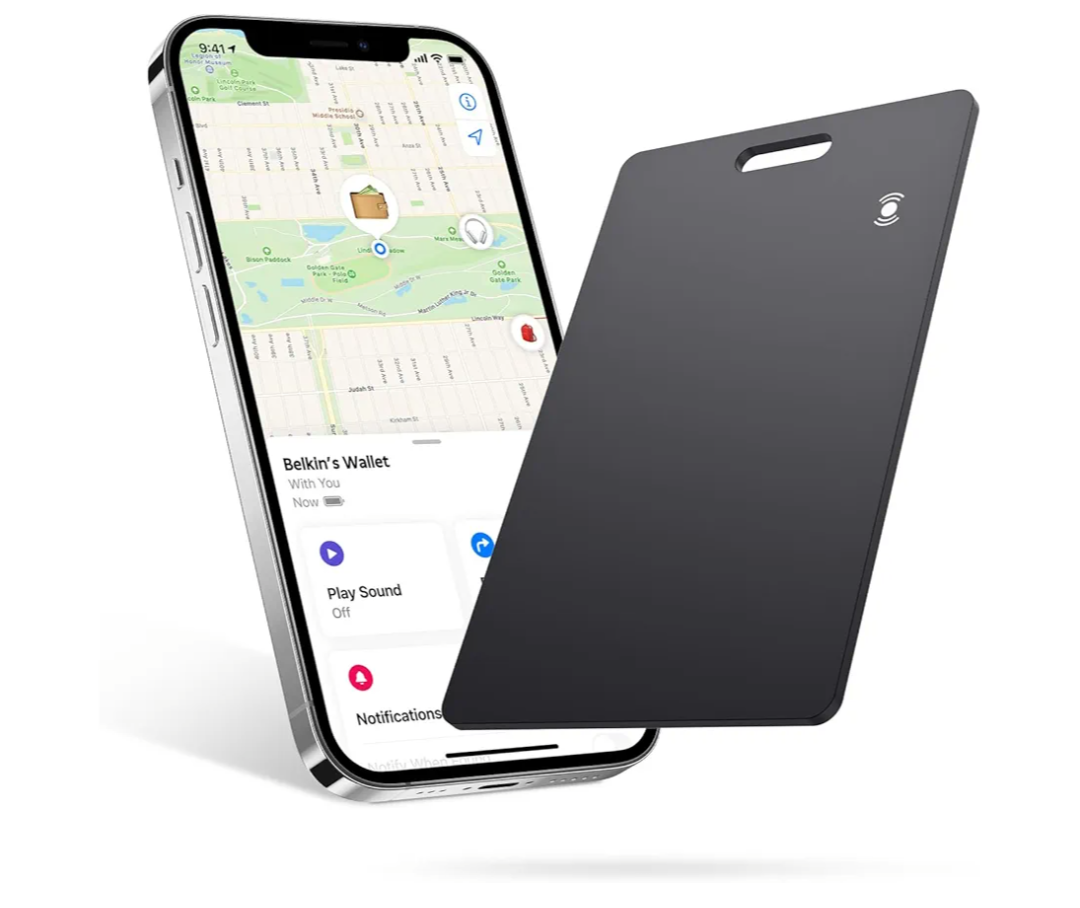 Wallet Tracker Card Works with Apple Find My (iOS Only),Find My Wallet Card Wireless Rechargeable Item Finder for Luggage Tags, Passports, Keys,Bags 1 Pack