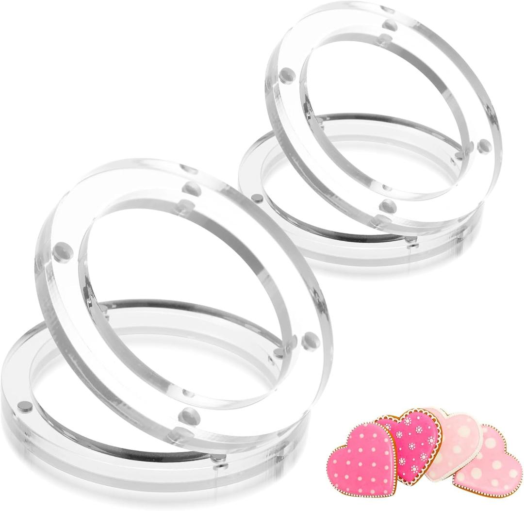 2 Pcs Acrylic Cookie Stencil Holder Round, Magnetic Cookie Stencil Frame for Royal Icing Sugar Cookie Stenciling Airbrushing, Acrylic Cooking Decorating Tool, Stencils Helper