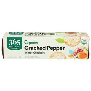 365 by Whole Foods Market, Organic Cracked Pepper Water Crackers, 4.4 Ounce, BB 10/20/2026