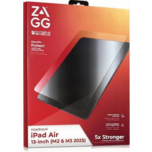 ZAGG Glass Elite Screen Protector for iPad Air 13 Inch M3/M2 (2025/2024) 5X Stronger Tempered Glass, Scratch & Shatter Protection, Smudge-Resistant, Easy Install, Case Friendly