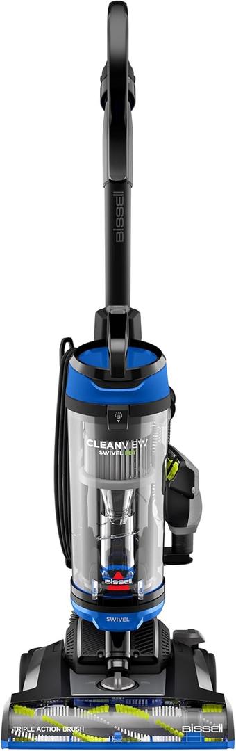 Bissell CleanView Swivel Vacuum with Triple Action Brush Roll, Swivel Steering, Extension Wand, Easy-Empty Dirt Tank, Multi-Cyclonic Suction System, New 2024 Model (Royal Blue)