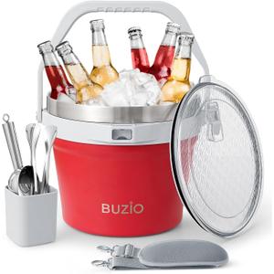 BUZIO 7.4 Qt/7 L Double Wall Insulated Ice Bucket with Lid Scoop & Tongs