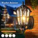 2-Pack Motion Sensor Outdoor Wall Lights, Dusk to Dawn Porch Lights Wall Mount, Exterior Light Fixtures Sconces Lighting, Black with Gold Trim Wall Lanterns Outside Lights for House Garage Front Door