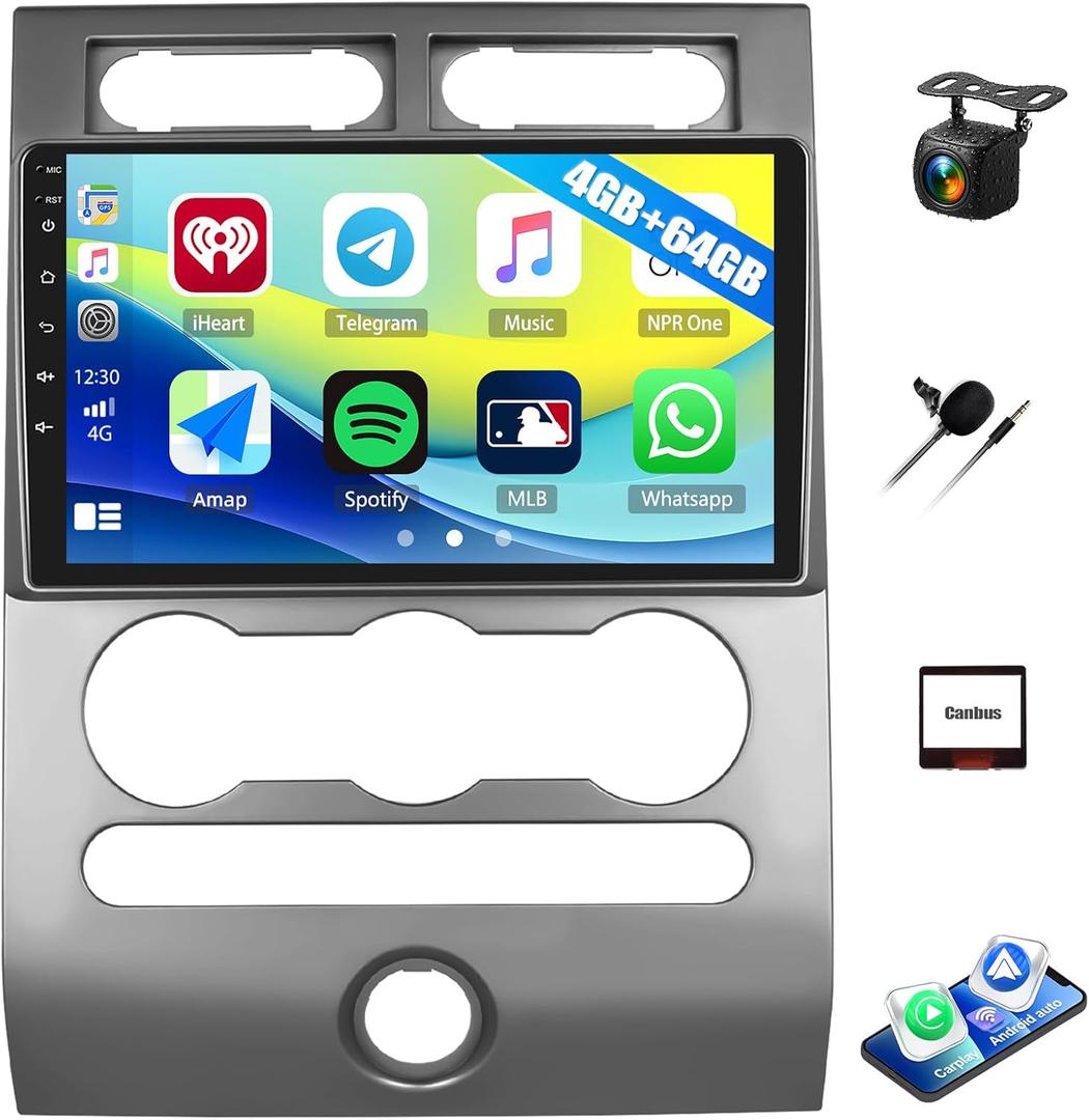 4G+64G Car Radio Stereo for Ford Expedition 2007-2014 with Wireless CarPlay Android Auto 9" Touchscreen Radio Android 13 Car Stereo with GPS Navigation Bluetooth 5.0 32EQ FM Backup Camera (Manual AC)