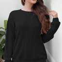 STOLKISS Women Ribbed Sweatshirt Casual Crew Neck Pullover Sweatshirt Loose Soft Long Sleeve Fall Winter Sweaters 2026 (Pink)