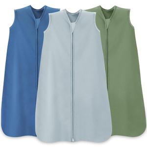 Baby Sleep Sack 6-12 Months,100% Cotton TOG 0.5 Wearable Blanket for Boys and Girls, 3 Pack 2-Way Zipper Lightweight Sleeping Bags for Toddler Newborn Infant (Medium, Green-gray-blue)