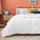 Linenspa All-Season Down Alternative Quilted Comforter LinenspaSoft, Hypoallergenic Microfiber Filling , Queen, White
