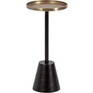 Kate and Laurel Tira Elegant Round Drink Table, 10 x 22, Antique Brass and Black, Vintage Glam Circle Martini Table for Use as a Small Bedroom Nightstand or Living Room Plant Stand Option, 10x10x22