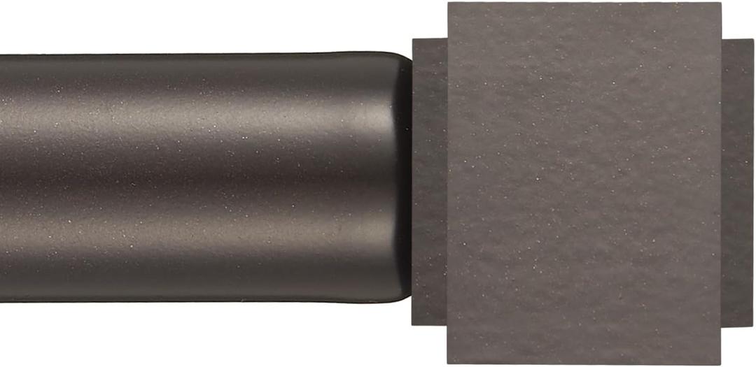 1" Curtain Rod Telescoping Single Drapery Rod 36-72 Inches, Square Finials, Bronze