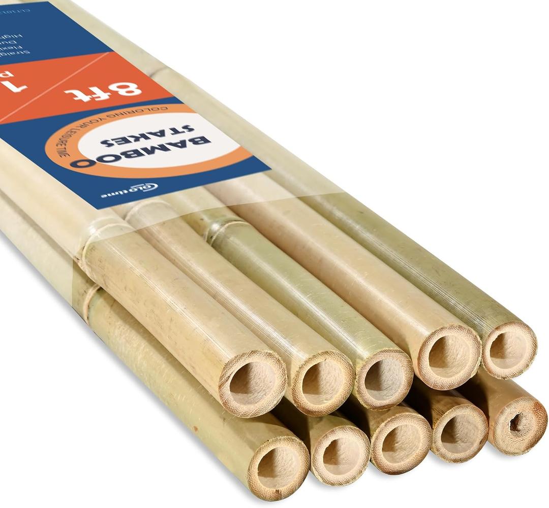 COLOtime 8FT Bamboo Stakes Plant Stakes 1 Inch Thick Diameter Garden Stakes Heavy Duty for Plant Support Outdoor Climbing Plants Support Gardening Stakes 10 Pack