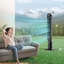 VAGKRI Tower Fan for Bedroom, 42 Inch Quiet Floor Fan with 135 Vertical 90Oscillation Fans for Indoors, 4 Modes, 4 Speeds, 15H Timers Standing Bladeless Fans with Remote Black