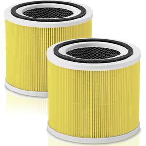 2 Pack Core 300 Pet Care Replacement Filter for LEVOIT Core 300 Core300-P Core 300s VortexAir Air Purifier, 3-in-1 True H13 and Activated Carbon,Core 300-RF-PA, Yellow