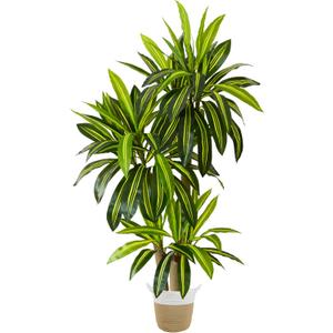 Artificial Dracaena Tree, 6ft Tall Fake Dracaena Plant with Basket, Indoor Outdoor Faux Topiary Yucca Trees for Office Home Living Room Porch Patio Dcor