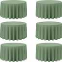 BRILLMAX 6 Pack Sage Green Round Tablecloths 120 Inch for 60 Tables - 150 GSM Polyester Fabric, Floor Length Drop, Water, Stain & Wrinkle Resistant Cloth Cover for Wedding Reception Banquet Dining