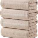 ecolook 4 Pack Microfiber Bath Towels, 31 x 63 inches Extra Large Bath Towel Set, Super Soft Highly Absorbent Bath Towels Set of 4, Quick Dry Lightweight Bathroom Towels for Spa, Pool, Gym, Camel