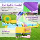 13x14FT Inflatable Bounce House with Water Slide, 5-in-1 Bouncy Castle for Kids 3-12 Years, Heavy Duty Outdoor Play Center with Climbing Wall, Splash Pool, Water Cannon, and 480W Blower (Yellow)