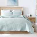 HORIMOTE HOME Quilt Queen Size Aqua Blue, Lightweight Quilt for Summer Ultra-Soft Microfiber Modern Style Quilted Clouds Pattern Bedspread Quit Set 3 Pieces (Full/Queen(90" x 96"))