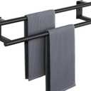Alise Bathroom Double Towel Bar, 24 Inch Wall Mount Towel Holder, Towel Racks for Bathroom, SUS304 Stainless Steel Towel Hanger, Thickened Pipe with Strong Load-Bearing Capacity, Matte Black