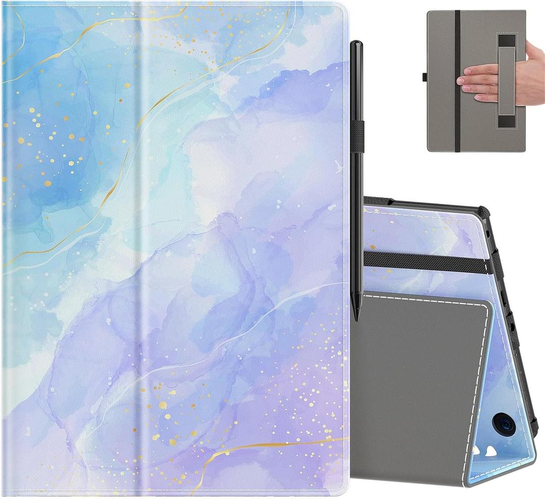 COOWPS Case for All-New Amazon Fire HD 10 Tablet (13th/11th Generation, 2023/2021 Release) 10.1" - Slim Folding Stand Cover with Auto Wake/Sleep, Hand Strap & Stylus Pen Holder, Quicksand