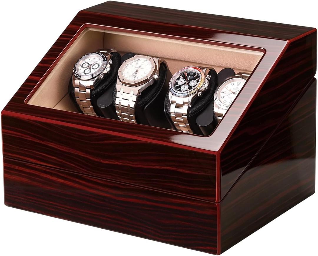 Watch Winder Spinner for 4 Automatic Watches with 5 Storage Case