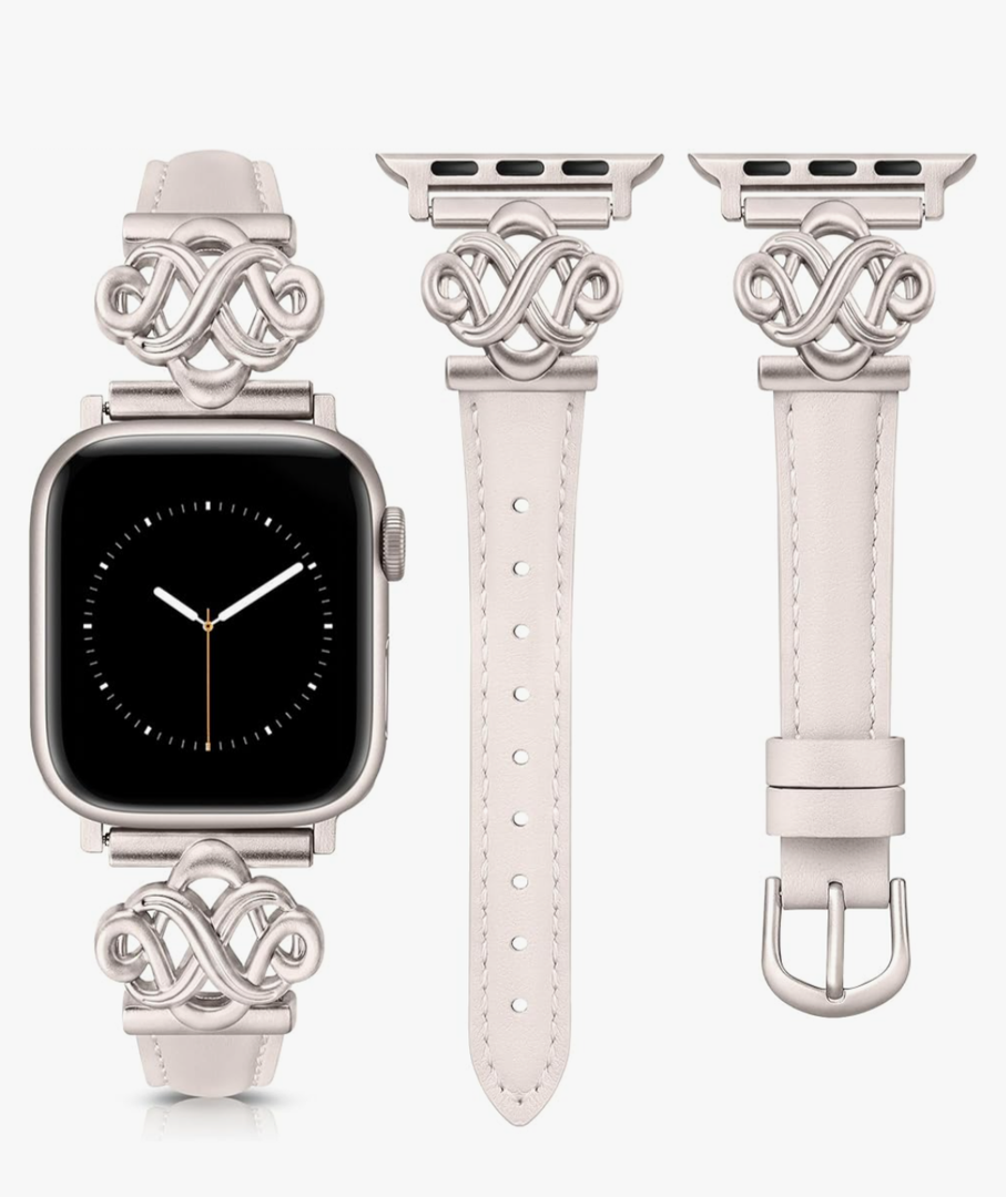 Wearlizer Slim Leather Band Compatible with Apple Watch Bands Women 38/40/41/42/44/45/46/49mm, Fancy Dressy Designer Thin Strap with Celtic Knot for iWatch Series 11 10 9 8 7 6 5 4 3 SE/Ultra 3 2 1