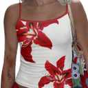 WDIRARA Women's Floral Print Cami Top Spaghetti Strap Crop Tops Flowers Camisole