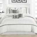 Chic Home White Bed in a Bag Comforter Set, King Size (8 Piece), Vermont - Pinch Pleat Microfiber Bedding - Comforter, Shams, Bed Skirt, Cushions and Breakfast Pillow