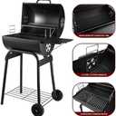Charcoal Grill Outdoor BBQ Grill, Barrel Charcoal Grills with Side Table, with Nearly 500 Sq.In. Cooking Grid Area, Outdoor Backyard Camping Picnics, Patio and Parties, Black (Regular size)
