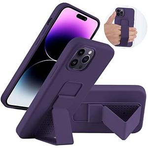 LAUDTEC Silicone Kickstand Case Compatible with iPhone 14 Pro Max, Flexible Soft Liquid Silicone Stand Case for iPhone 14 Pro Max (Deep Purple)