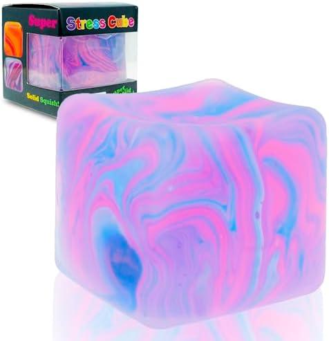 Stress Cube for Kid & Adults, Gel Filled Squishy Toys for Kids Stress Relief - High Density Squeeze Balls for Students Calming, Fidgets for Classroom Prize Toys, Purple