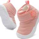 BARERUN Barefoot Baby Boys Girls Boots Warm Winter House Shoes for Toddler Girls Boys Waterproof Fleece Kids Snow Boots Faux Fur Infant Booties Walking Shoes for Indoor Outdoor (0-6 Months Infant)