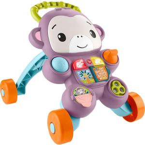 Fisher-Price Baby Push Toy Learn with Me Purple Monkey Walker Musical Learning Activity with Lights for Infants Ages 6+ Months