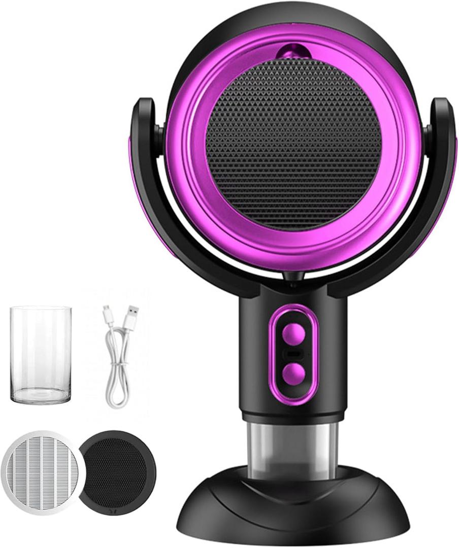 Puff Hide Smokeing Fan for Smoking Indoors, Black Purple Electric Smokeaway Purifier Fan Portable Table Smoke Air PuriferFan Adjustable Angle Kitchen Mini Filter Smoke ExhaustFan(Rechargeble)