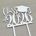 JIEEIN Class of 2026 Cake Topper, Graduation Party Decoration, Congrats Grad Design with Cap, Mirror Silver Acrylic