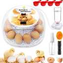 Incubators for Hatching Eggs, 12 Egg Incubator with Automatic Egg Turning and Temperature Control, Automatic Water Adding, LED Egg Candler, for Hatching Chickens, Duck, Quail, Goose Eggs (White)