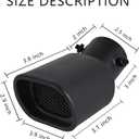 Stainless Steel Car Exhaust Square Tip, 2.5" to 3.7" Universal Car Exhaust Pipe Tail Throat Tail Pipe, Modification Tailpipe Flue Muffler Rear Tip Pipe with Mesh (Curved,Frosted Black)