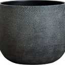 Olly & Rose Barcelona Ceramic Plant Pot Large 10 Inch - Charcoal Black Flower Pots - Plant Pots Indoor & Outdoor Planters Extra Large, 25cm