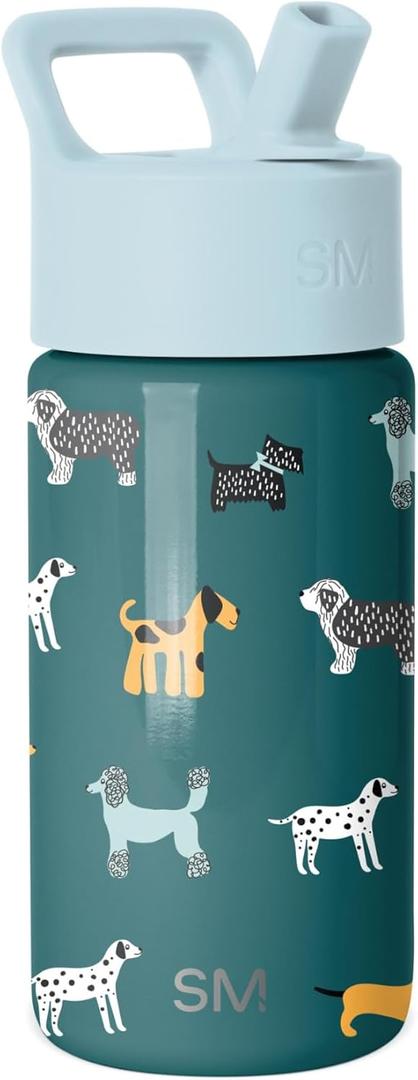 Simple Modern Kids Summit Water Bottle with Straw Lid | 14oz Stainless Steel Cup Insulated Tumbler for Toddlers, School | Dog Days