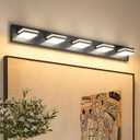 VOLISUN 5CCT Bathroom Light Fixtures Over Mirror, Dimmable, 360Rotatable Head, 40 inch, 5 Light Bathroom Vanity Light Fixtures, Black LED Vanity Lights for Bathrooms-ETL Certificated