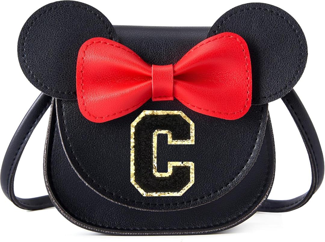 Toddler Purse Gifts for Girls, Little Girl Purse Kids Wallet Crossbody Bag Birthday Gifts for 3-8 Year Old Girl (Black-black Initial)