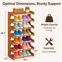 7-Tier Vertical Bamboo Shoe Rack - for Closet, Entryway, Small Space, 20 Inch Wide
