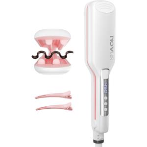 NOVUS Hair Crimper Waves and 4-Barrel Wave Curling Iron, Shallow Wave Hair Curlers Hot Tool with Ceramic, 0.6 Inch Beach Waves Curling Wand, Hair-Type Adjustable Heat