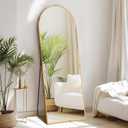57.5 x 17.5" Arched Full Length Mirror, Standing or Leaning Full Body Mirror with Aluminum Alloy Thin Frame, Suitable for Bedroom or Cloakroom,Gold